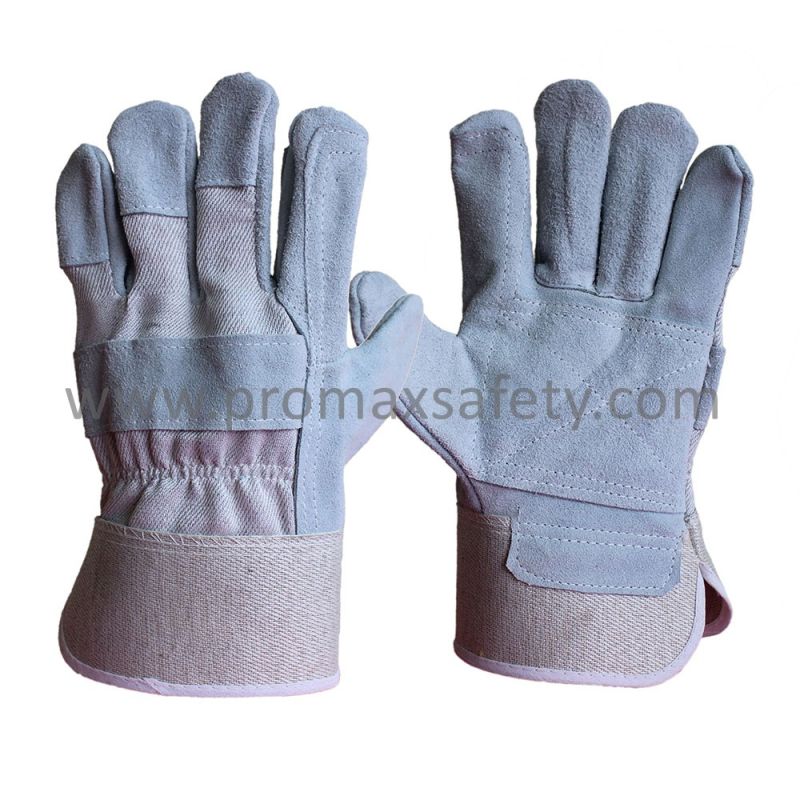 Reinforced Palm Cow Split Rogger Gloves with Rubberized Cuff