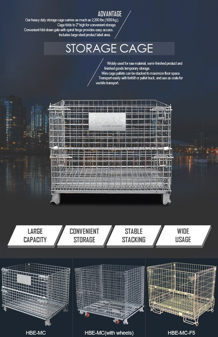 Supermarket Zinc Plated Stackable Wire Mesh Bin Cage