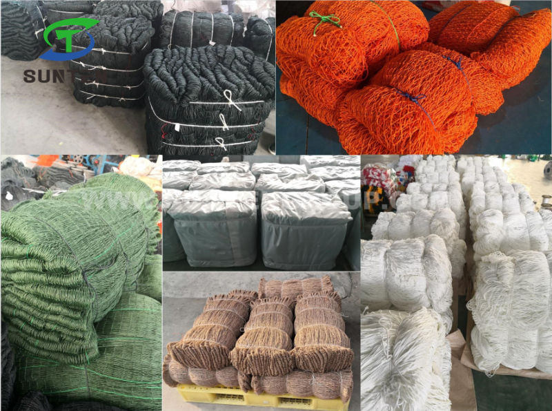 Green Color PP/Polyester Knotless Cargo Net, Container Net, Fall Arrest Net, Safety Catch Net in Construction Sites, Amusement Park