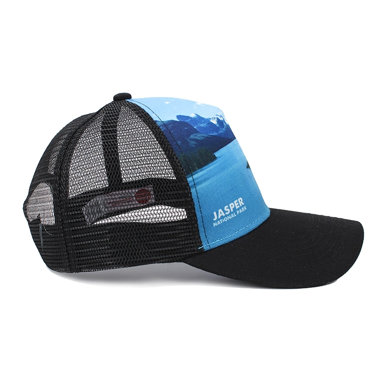 Digital Print Trucker Mesh Hat, Custom 5 Panel Plastic Buckle Mens Mesh Trucker Cap Hat