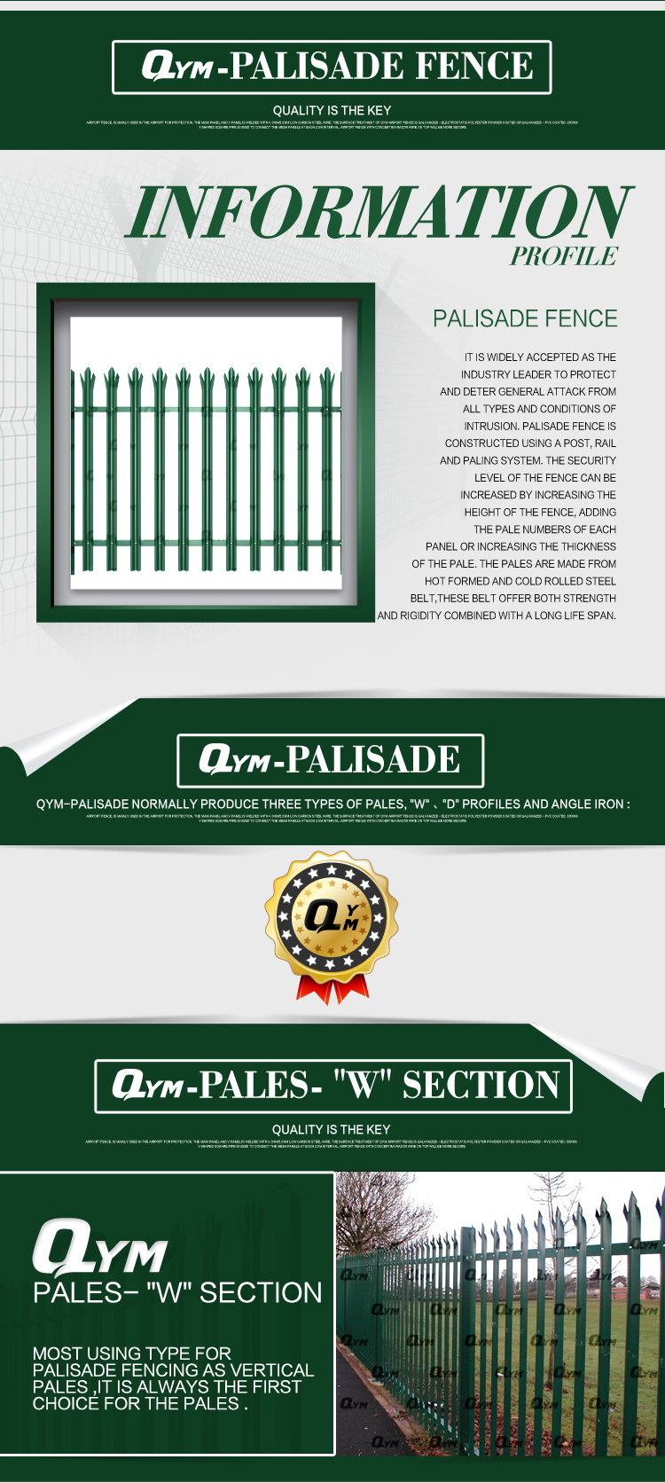 Cheap Wrought Iron Euro Palisades Fence /Steel Palisade Panel Security Fence