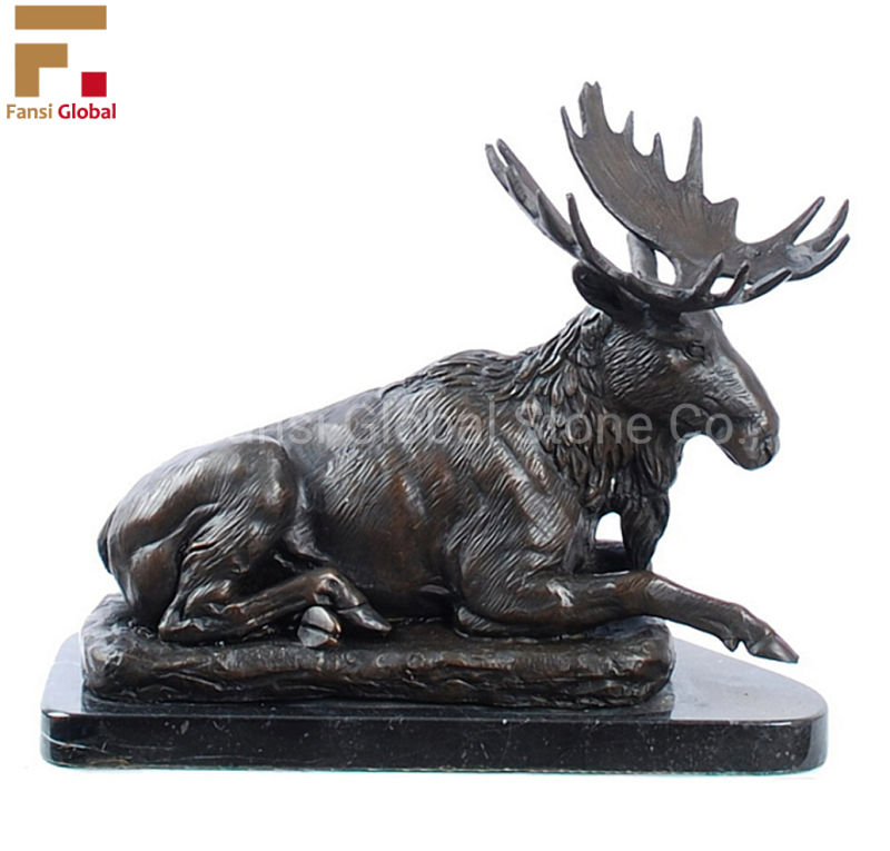 Bronze Sculpture Ornamental Outdoor Art Animal Casting Bronze Moose Sculptures (GSBR-523)