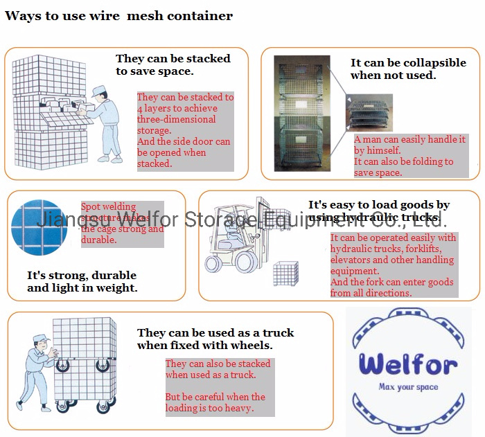 Stackable Folded Galvanized Steel Welded Heavy Duty Wire Mesh Container with Separator