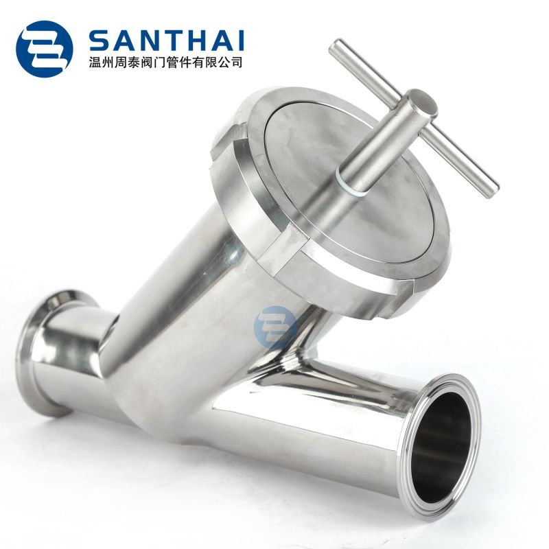 SS304 SS316L Sanitary Angle Strainer Hygienic Filter with Perforated Plate Filter Element Metal Mesh
