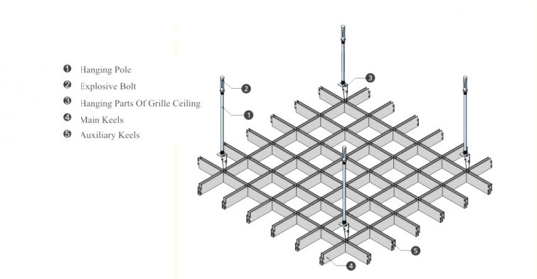 SGS 2020 Fashionable Aluminum Grid Ceiling Metal Grill Ceiling for Office