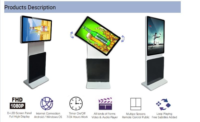 55" and 43" Dual Screen Indoor LCD Display, Digital Display, LCD Advertising Display LCD Screen, Interactive Touch LCD Kiosk