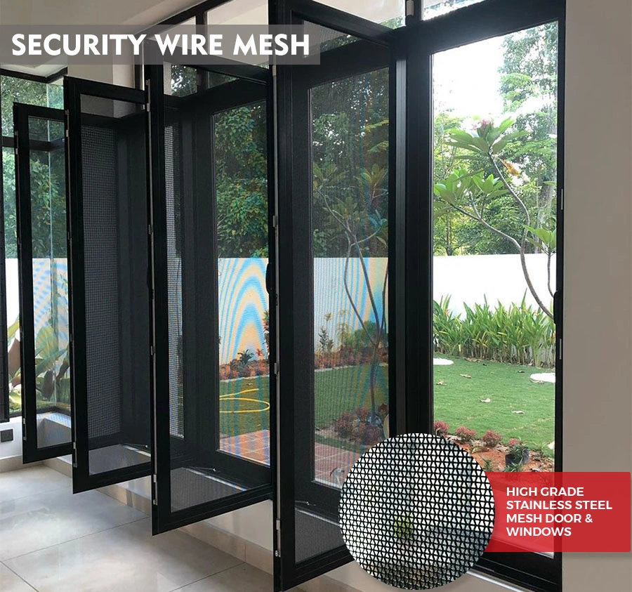 Smooth Coating Fire-Proof 12mesh Stainless Steel Black Epoxy Coated Security Wire Mesh for Window