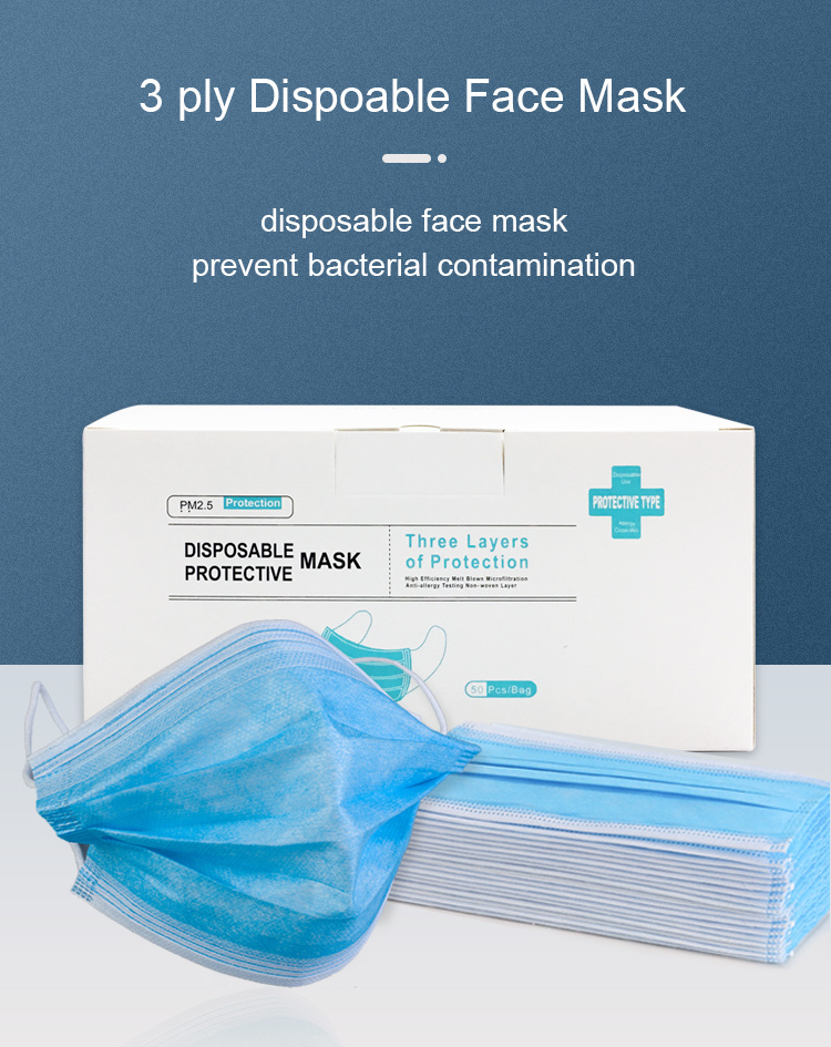 Disposable Face Mask Anti-Virus Protective Personal Protective Mask 3 Layers