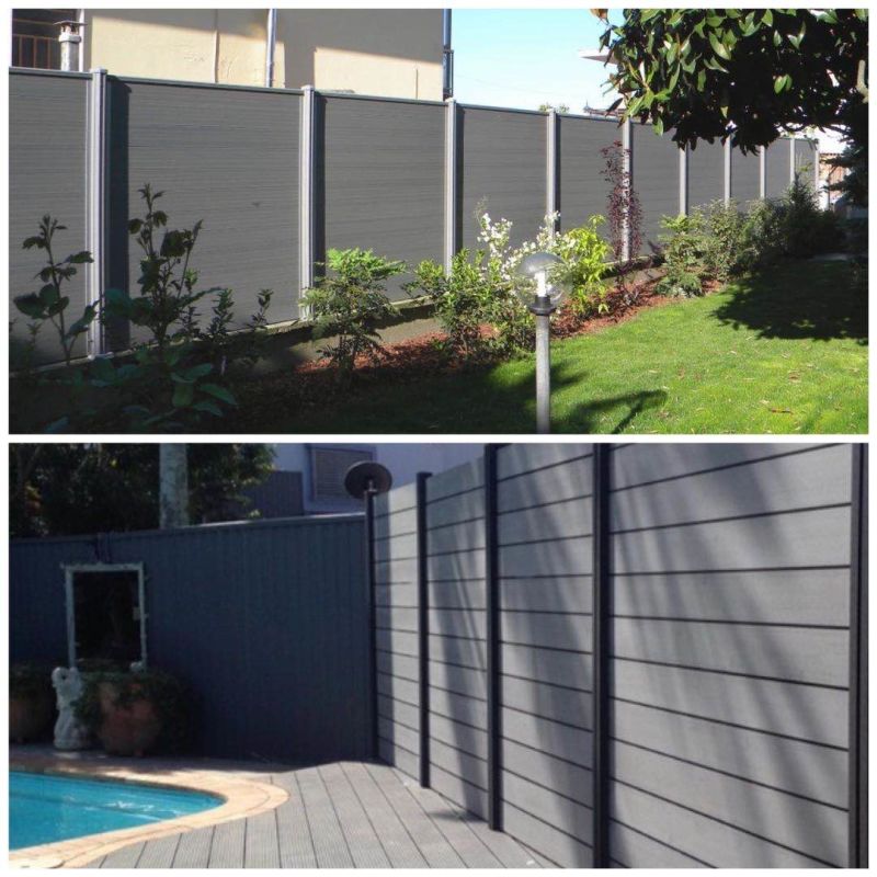 Whole Set Dark Grey Frost Resistance WPC Fence Panel Cheap House Wood Plastic Composite Garden Wood Fence Easy Install New WPC Screening
