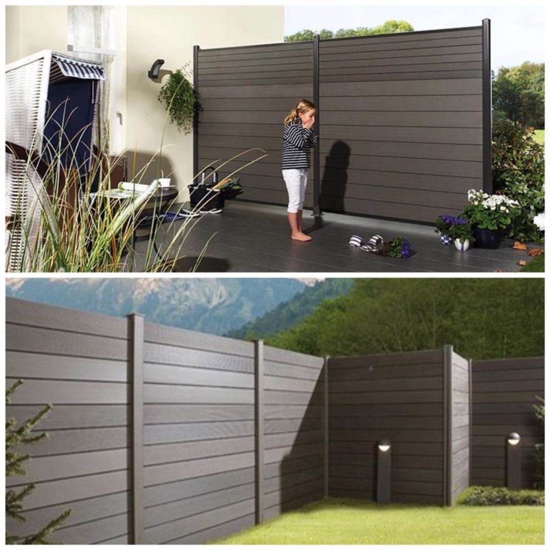 Outdoor Garden Dark Grey Frost Resistance WPC Panel Cheap House Wood Plastic Composite Garden Wood Fence Easy Install New WPC Fencing