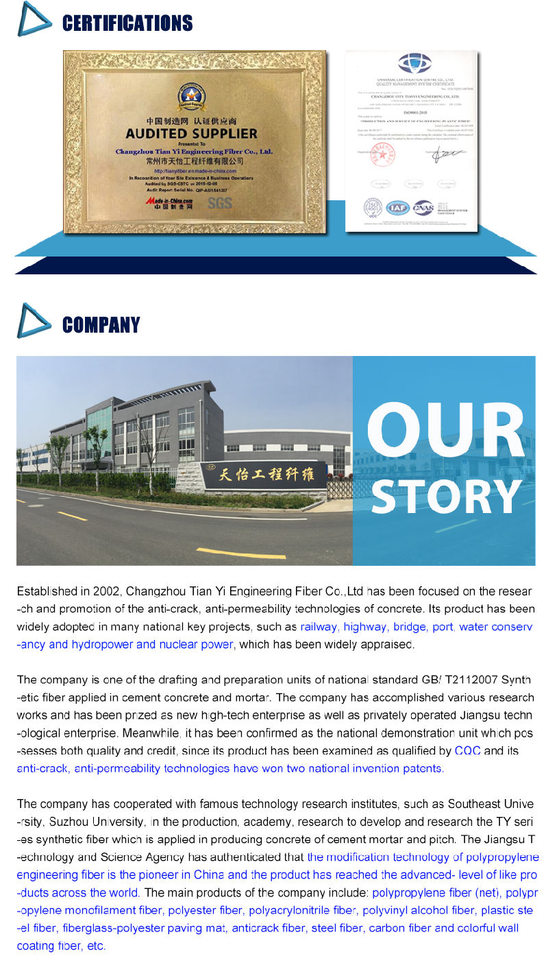 PP Concrete Fibres Suppliers China Chemical Fiber Polypropylene Monofilament Fiber