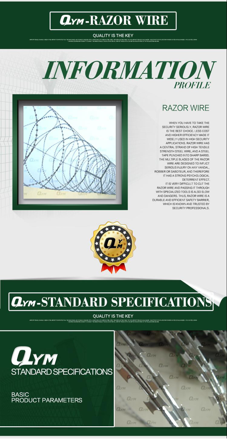 Galvanized PVC Coated Security Concertina Razor Barbed Wire