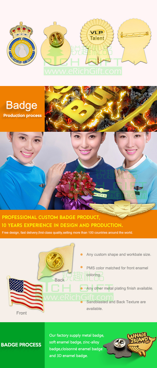 Customize Metal Iron/Brass Die Stamping Soft Enamel Lapel Pin Badge for Promotion