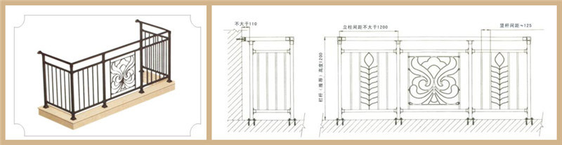 ISO Certified Easily Assembled Zinc Steel Balcony Fence for Indoor