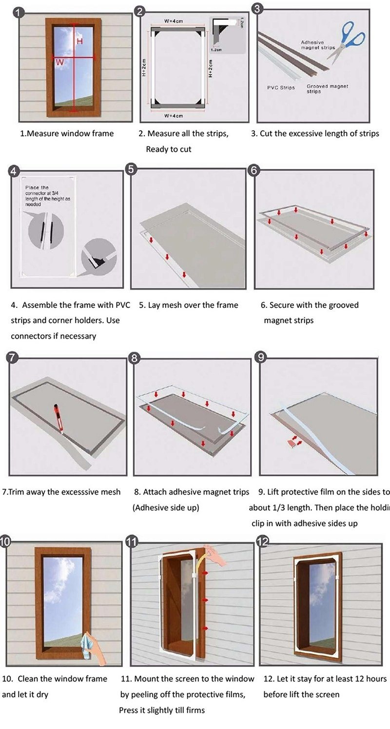 DIY Magnetic Insect Screen Window PVC Window Screen Frame Magnetic Strip Screen Window