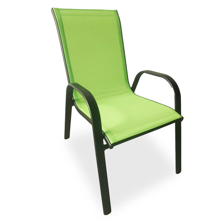 Garden Leisure Steel Fabric Chair Cheap Price Stackable Steel Tube Colorful Fabric Lounge Chairs