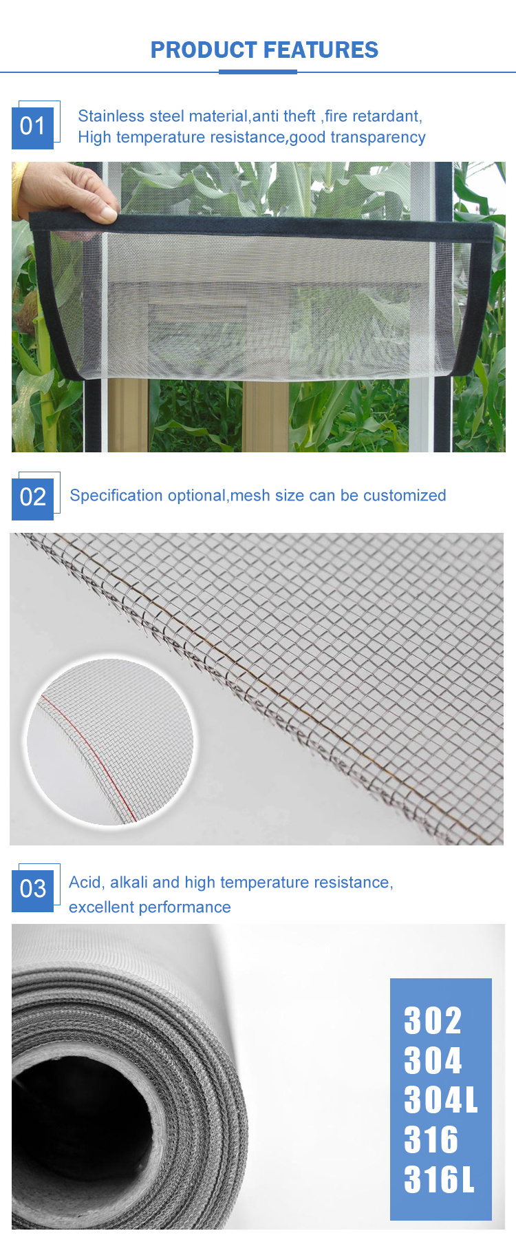 Customizable Stainless Steel Window Invisible Insect Screen