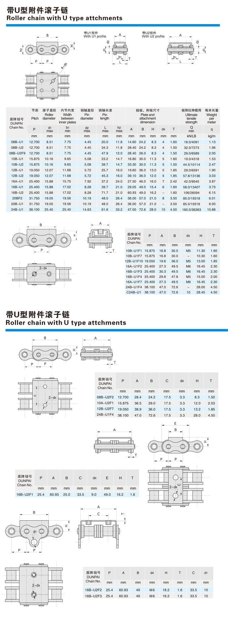 ISO606 Standard 08B-G2 Roller Chain with Rubber Top Attachment