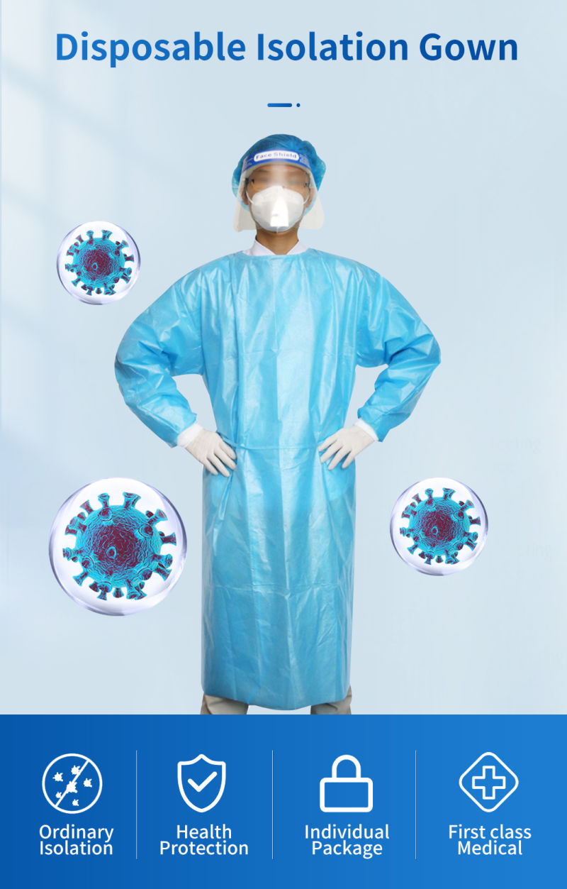 Disposable Protective Level 1 Surgical Isolation Gown for Protective