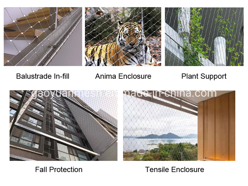 7X7 7X19 Rope Mesh Stainless Steel 304 316 for Bird Cage Animal Protective Fence/Balcony Guarding Rope Mesh