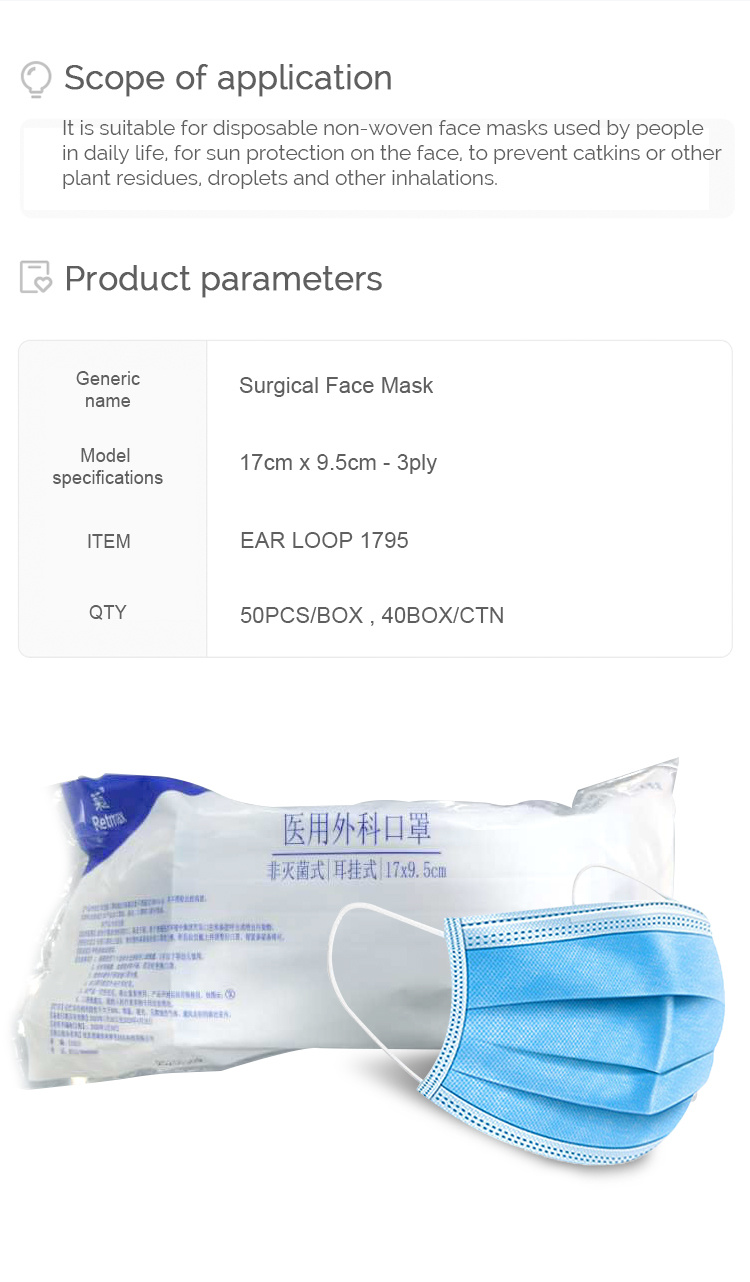 Protective Products 3-Ply Disposable Protective Mask From White List Supplier