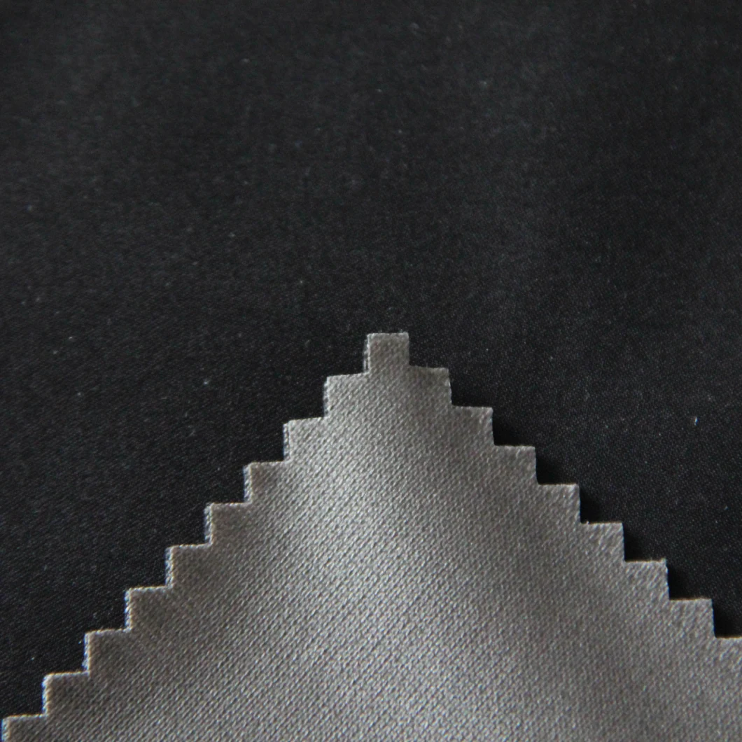 Waterproof TPU Laminate with Mesh 75D Polyester Black Plain Woven Fabric for Down Jacket/Down Coat