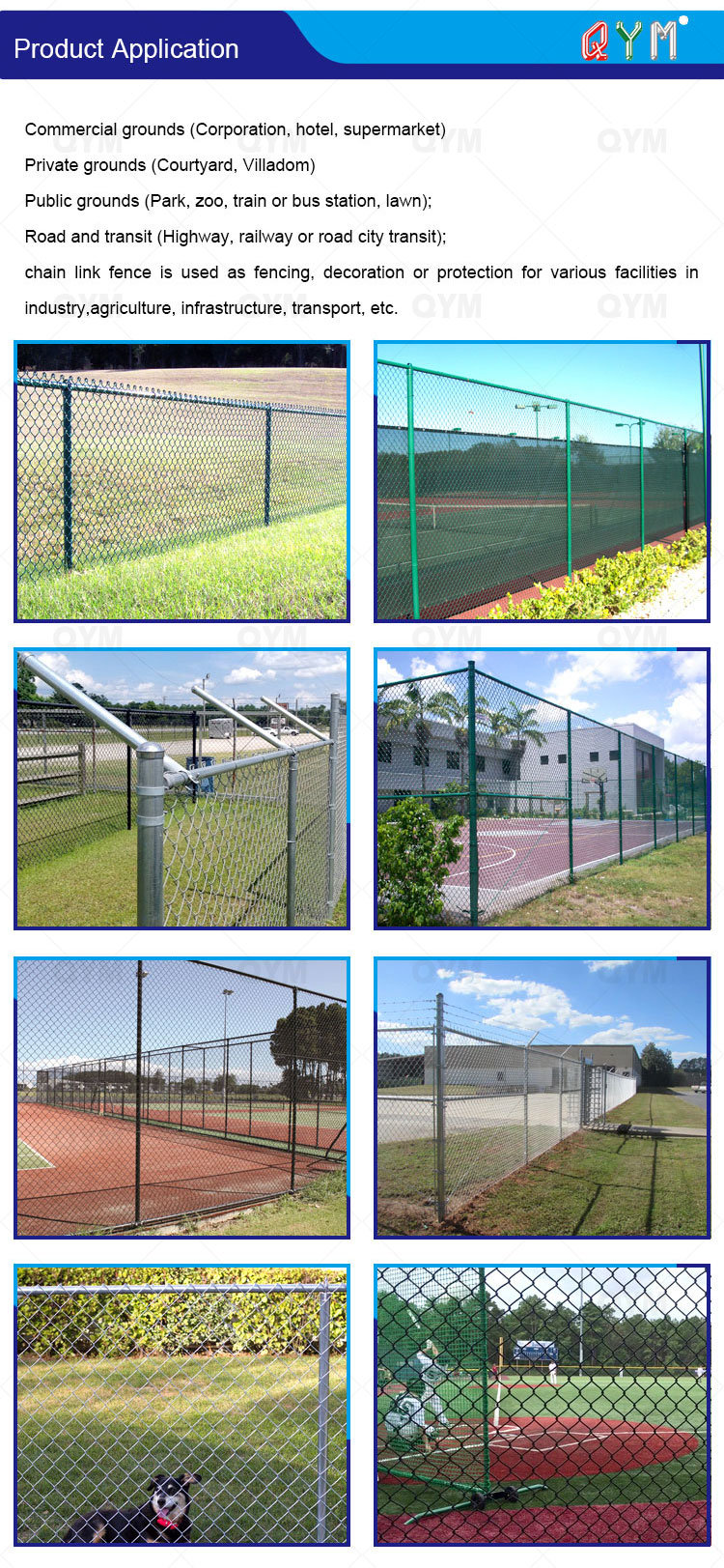 Removable Chain Link Fence /PVC Coated Decorative Chain Link Fence