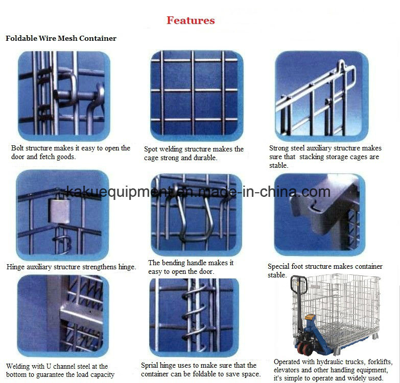 Stackable Folded Galvanized Steel Welded Heavy Duty Mesh Cage for Rack