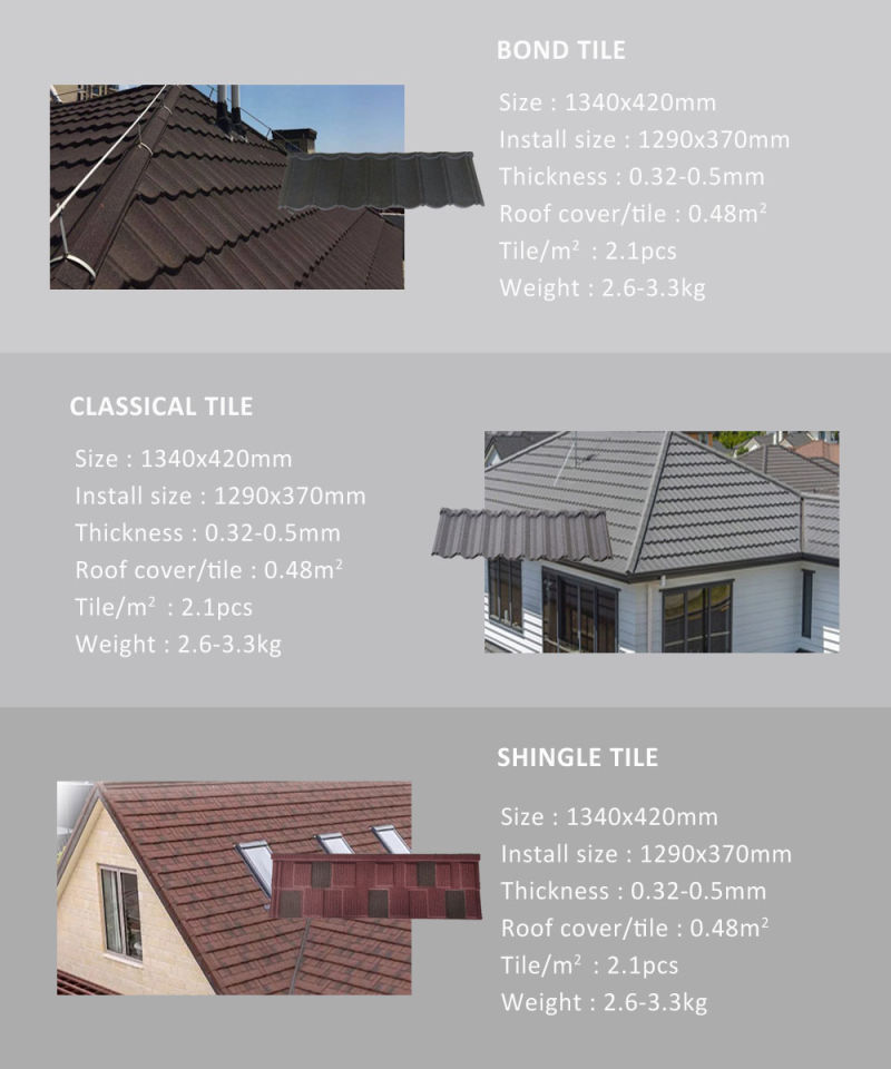 Metal Roofing Tile Stone Coated Metal Roof Tile Bond Tile