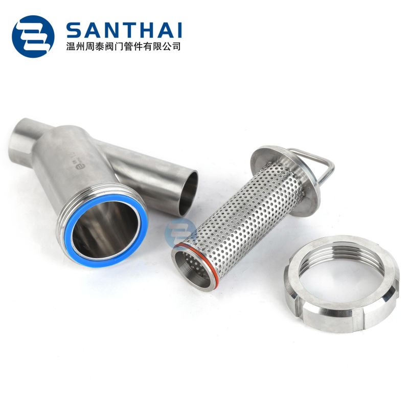 SS304 SS316L Sanitary Angle Strainer Hygienic Filter with Perforated Plate Filter Element Metal Mesh