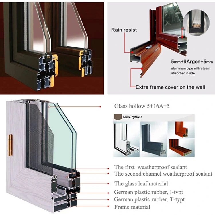 Building Material Modern Grey Powder Coating Aluminium Swing Door with Mesh