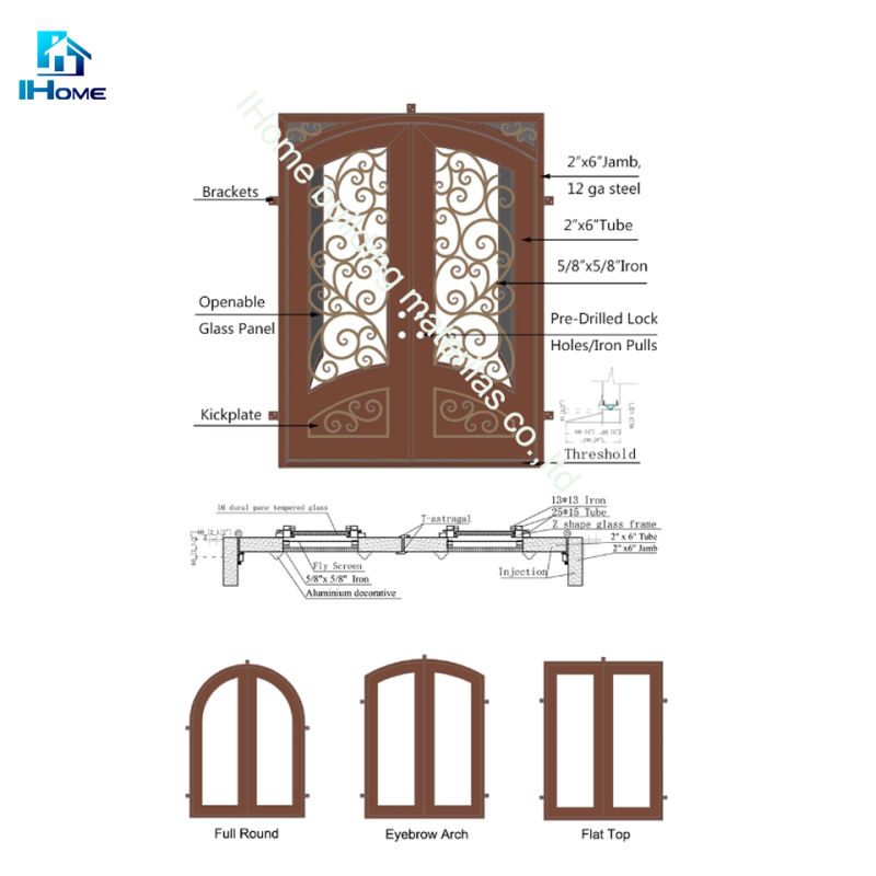Wrought Iron Door with Window Mesh Design