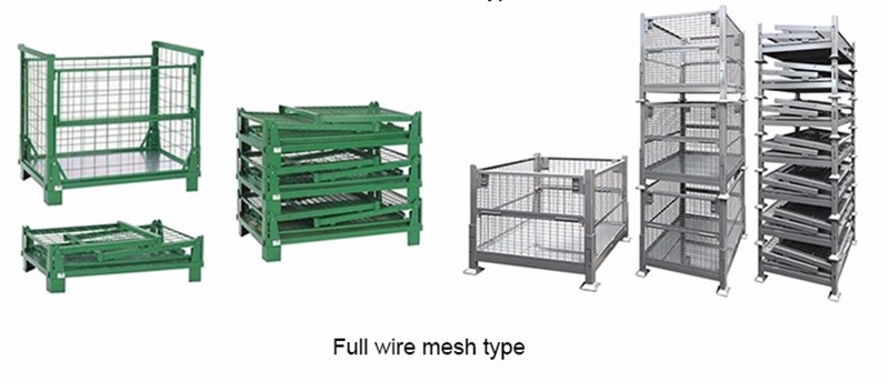 Metal Storage Bin Galvanized Iron Wire Mesh Collapsible Pallet Cage