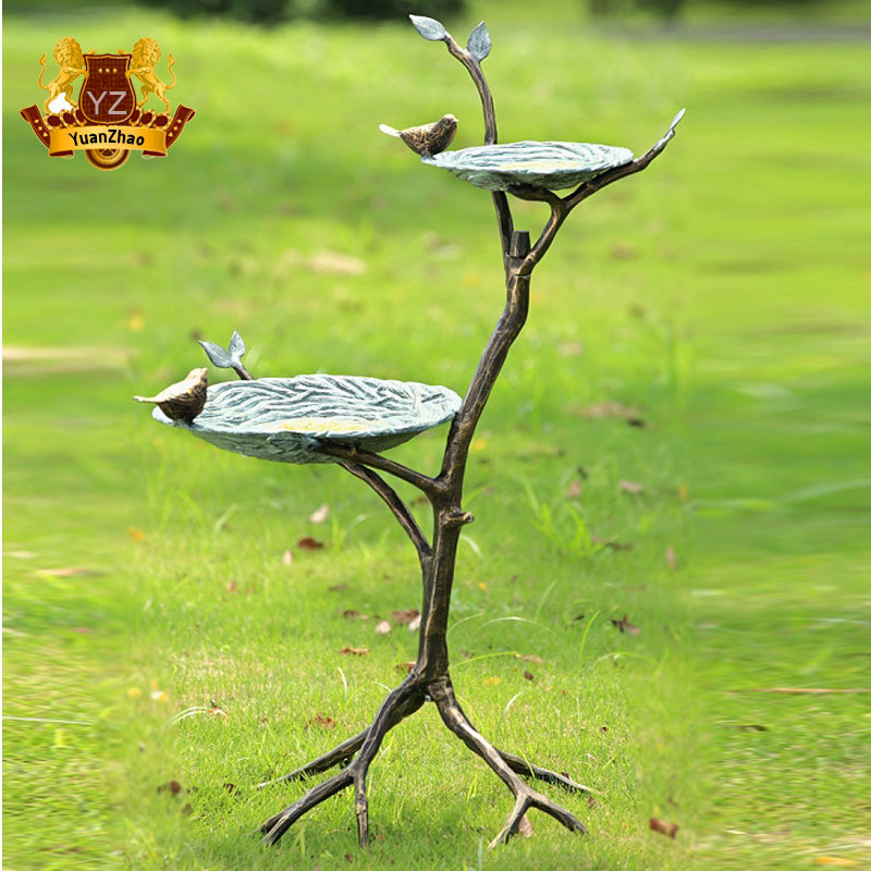 Garden Decoration Casting Bronze Birds with Pool Water Fountain