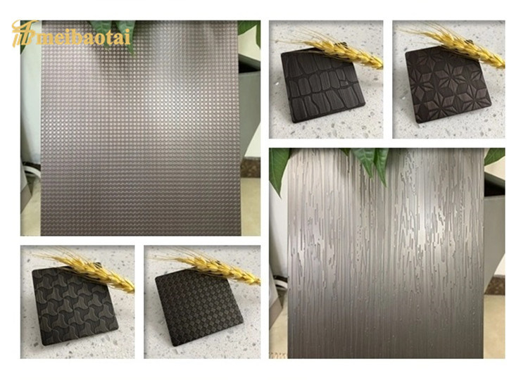 Golden Color Decorative Stainless Steel Sheet Embossing Decorative Ceiling Panel