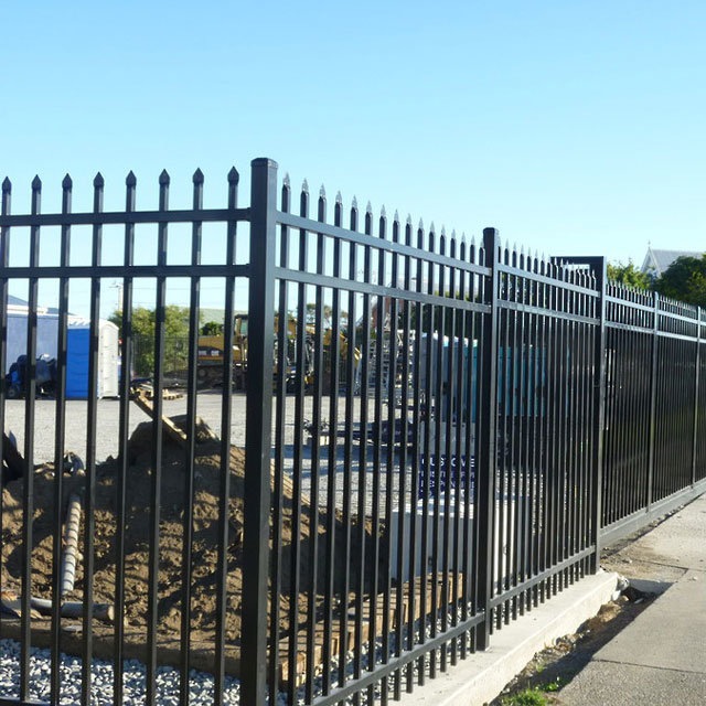Powder Coated Black Galvanized Commercial Decorative Steel Metal Fence