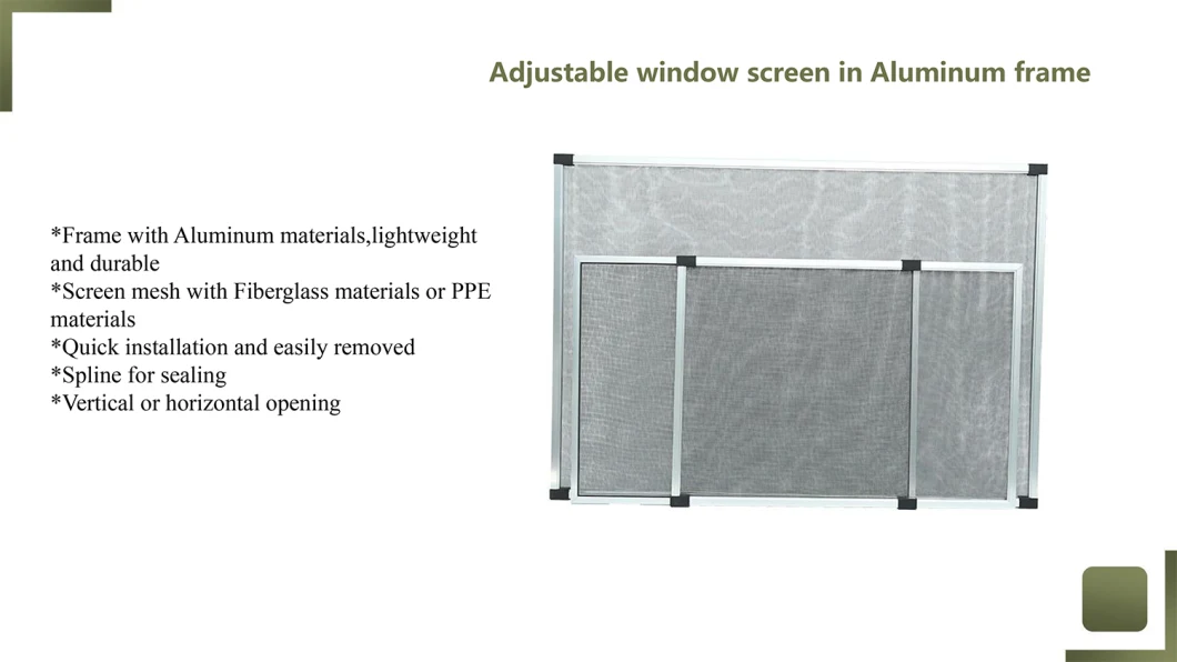 Aluminum Adjustable Insect Window Screen Dust Proof Sliding Insect Screen Window
