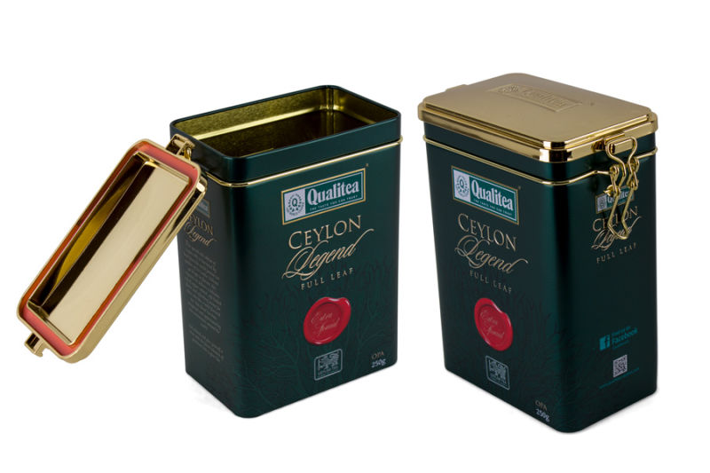 Coffee Tin Can, Coffee Box, Rectangular Tin, Tea Tin Box with Airproof Lid