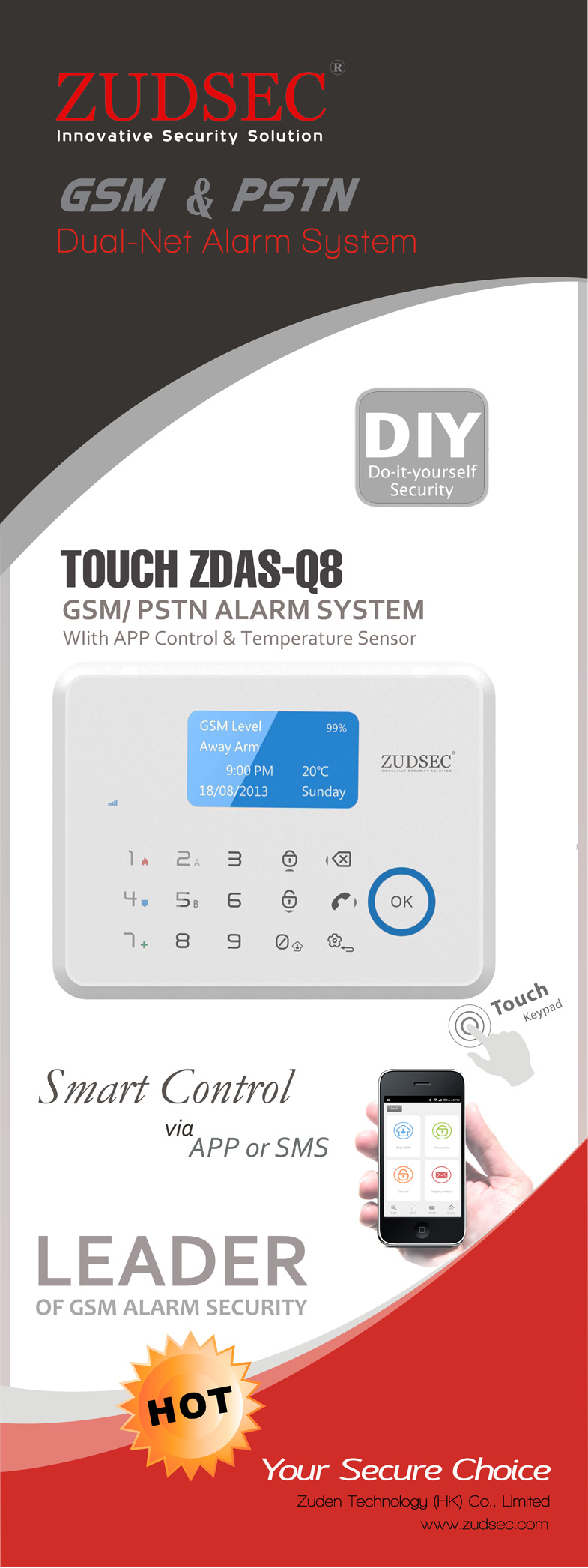 Dual Network PSTN GSM Wireless SMS Intruder Alarm