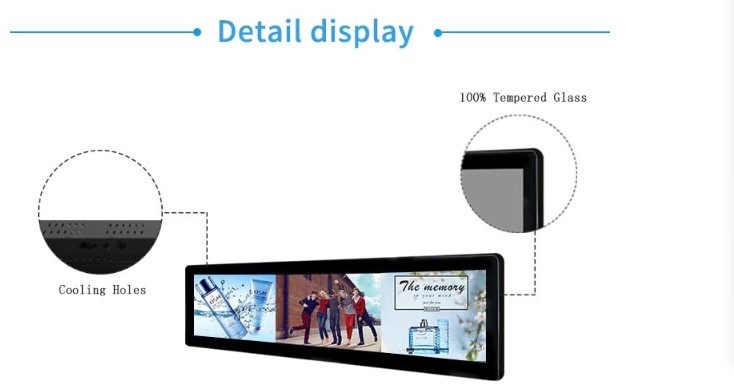 Ultra Wide Stretched Bar Stretched HD LCD Display Media Player, 28" LCD Ad Advertising Digital Signage