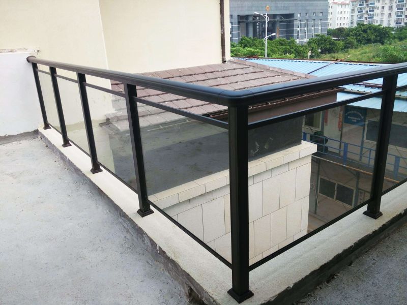 Black Powder Coated Terrace Fence Balcony Security Fencing Glass Fence