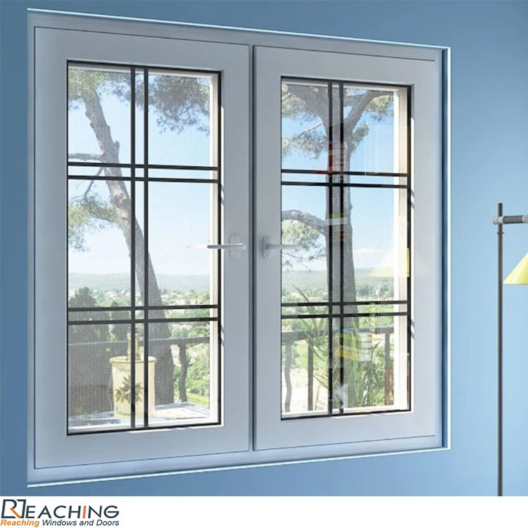 Triple Glazed Aluminum Casement Window with Mesh for Buildings