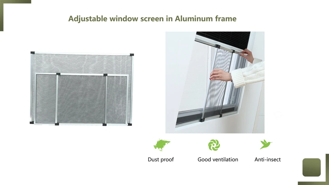 Aluminum Adjustable Insect Window Screen Dust Proof Sliding Insect Screen Window