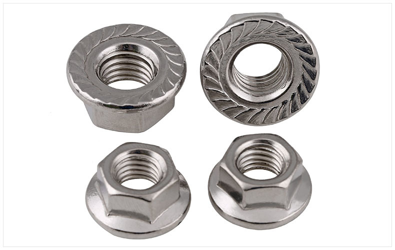 Metric Thread DIN6923 M3/M4/M5 304 Stainless Steel Hex Flange Nuts Non-Slip Toothed