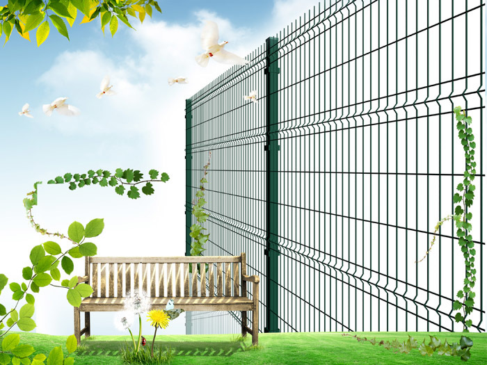 Dark Green Metal Fences Decorative Welded Wire Mesh Garden Fencing