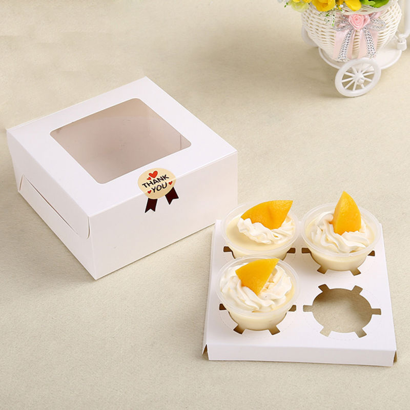 Bread Box Kraft Paper Cupcake Box Bakery Cake Container with Insert Display Window Dessert Storage Boxes