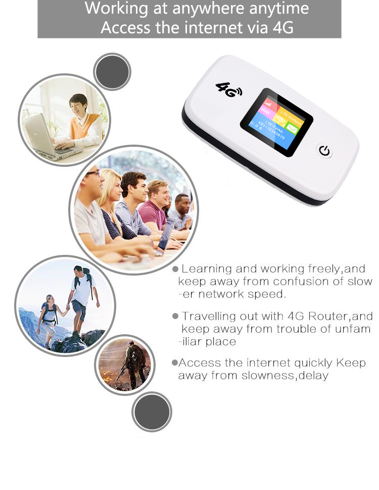 Manufacturer OEM &ODM 4G LTE Pocket Hotspot Mifi Wireless Network Router with SIM Card Slot and Build-in Battery WiFi Router
