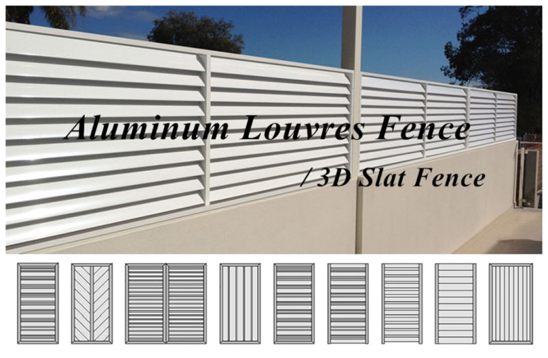 Aluminum Louvres Fence Panel 3D Slat Fence Privacy Fence