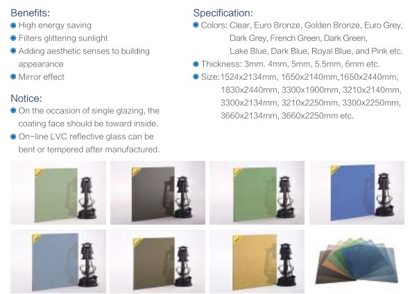 4mm Dark Green/Euro Bronze/White/Dark Blue Reflective Glass for Window/Building