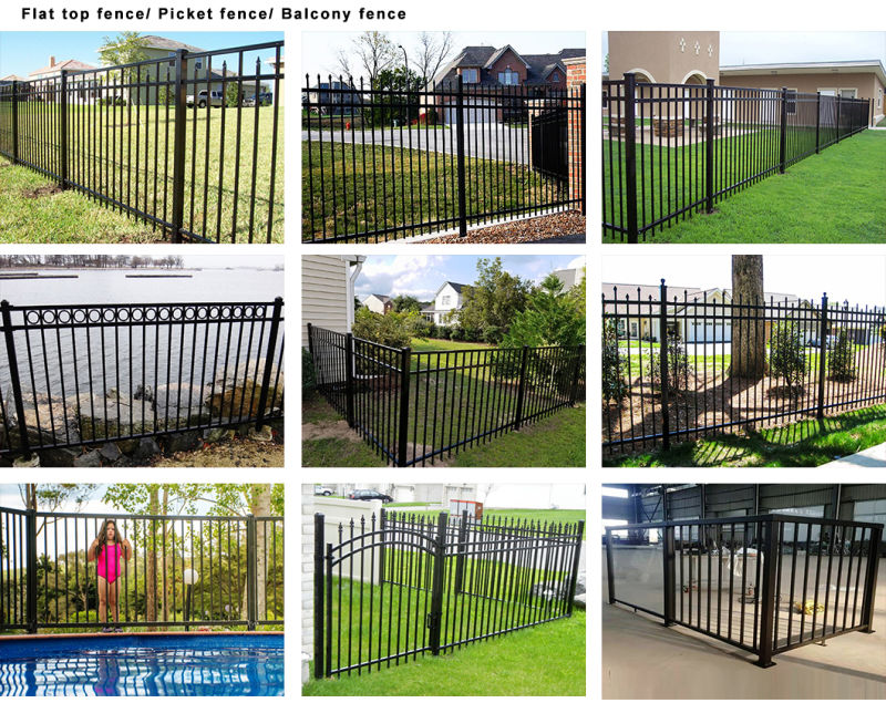Garden Black Steel Flat Top Fence Security Fence Dog Fence